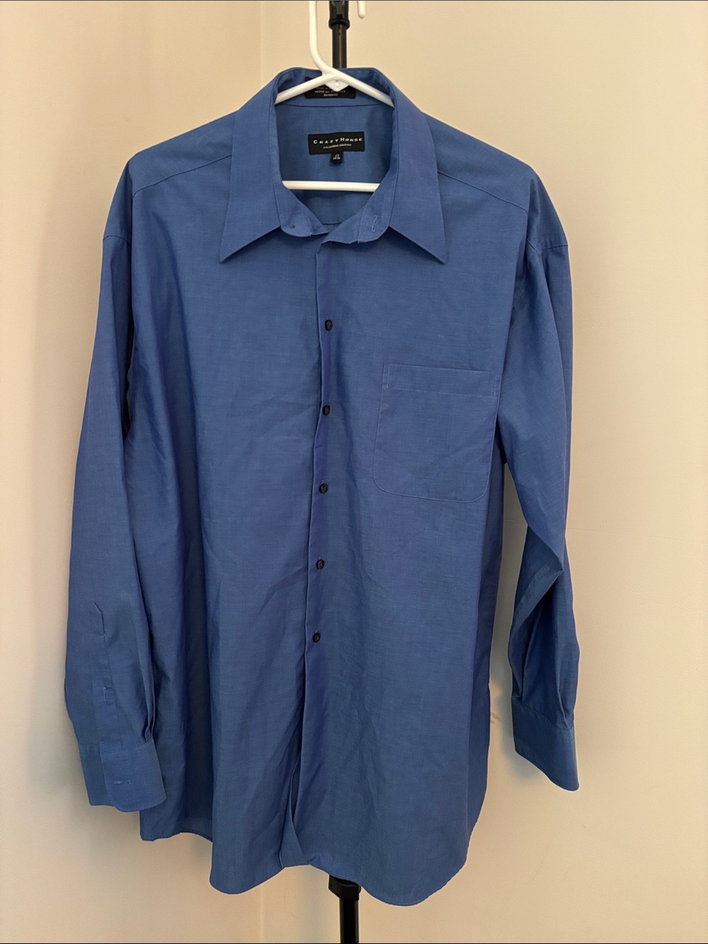Crazy Horse Men's Blue Long-Sleeve Dress Shirt size 17